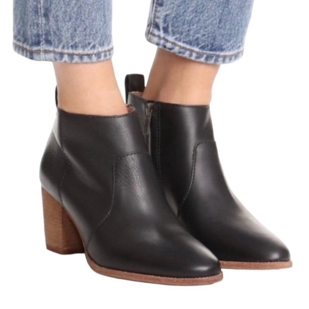 Madewell The Brenner Black Leather‎ Ankle Booties